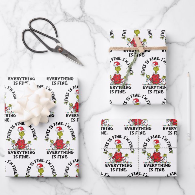 Grinch | Everything is Fine Wrapping Paper Sheet (Front)