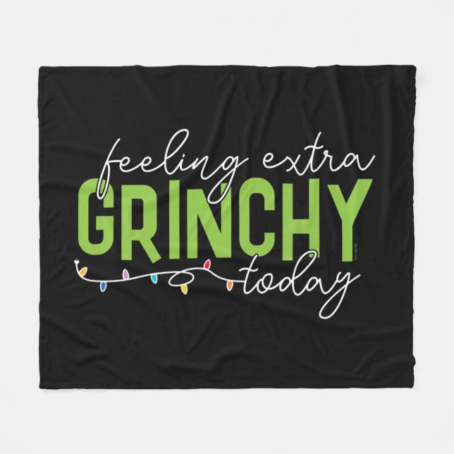 Grinch | Feeling Extra Grinchy Today Fleece Blanket (Front (Horizontal))
