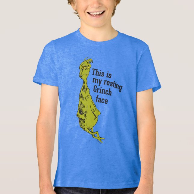 Grinch | Funny Resting Grinch Face Tri-Blend Shirt (Front)