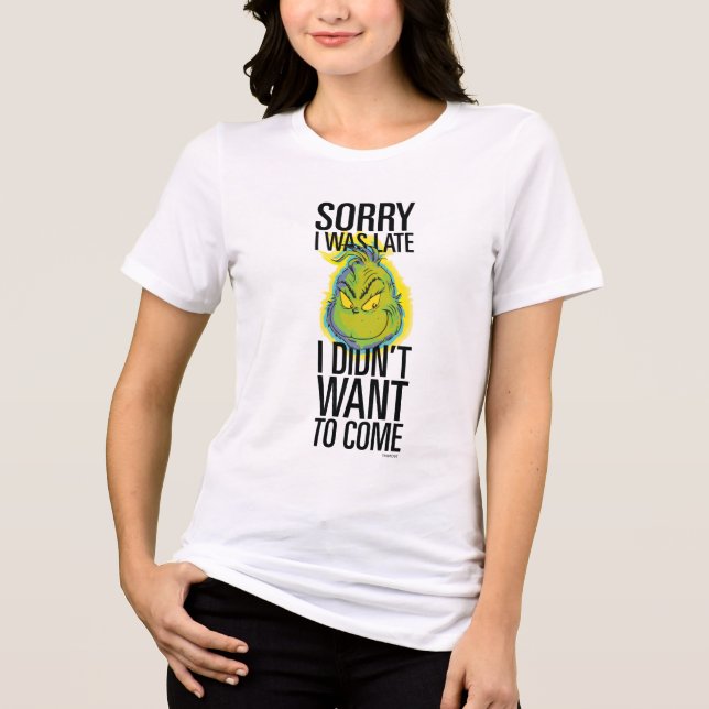Grinch | Funny Sorry I Was Late I Didn't Want Tri-Blend Shirt (Front)