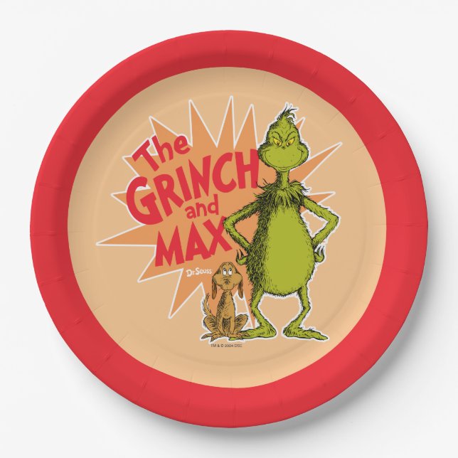 Grinch | Grinch & Max Starburst Paper Plate (Front)