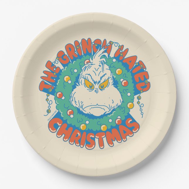 Grinch Hated Christmas Paper Plate (Front)