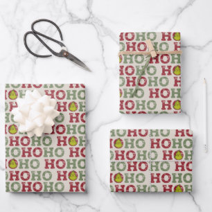 Grinch Ho Ho Ho Pattern Wrapping Paper Sheet