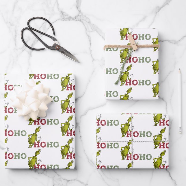 Grinch | Ho Ho Ho Wrapping Paper Sheet (Front)