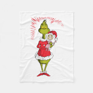 Grinch Holds Cindy Lou Who Fleece Blanket