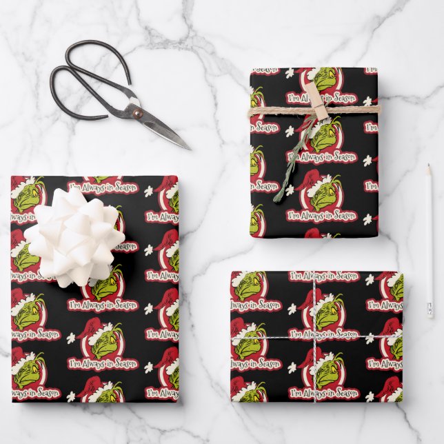 Grinch | I'm Always in Season Wrapping Paper Sheet (Front)