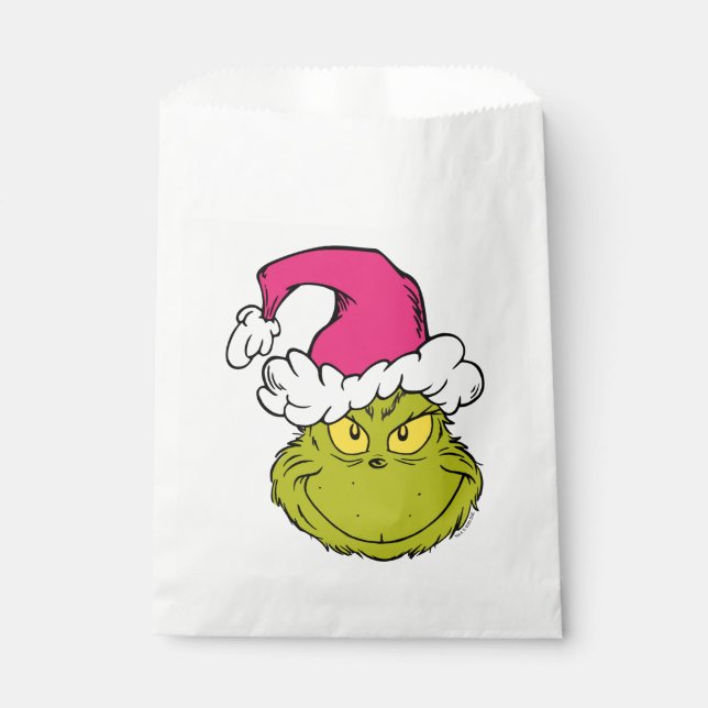 Grinch in Pink Santa Hat Favour Bags (Front)