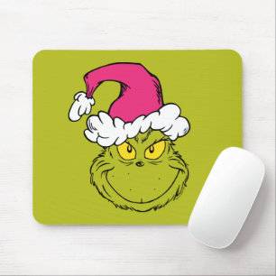 Grinch in Pink Santa Hat Mouse Pad