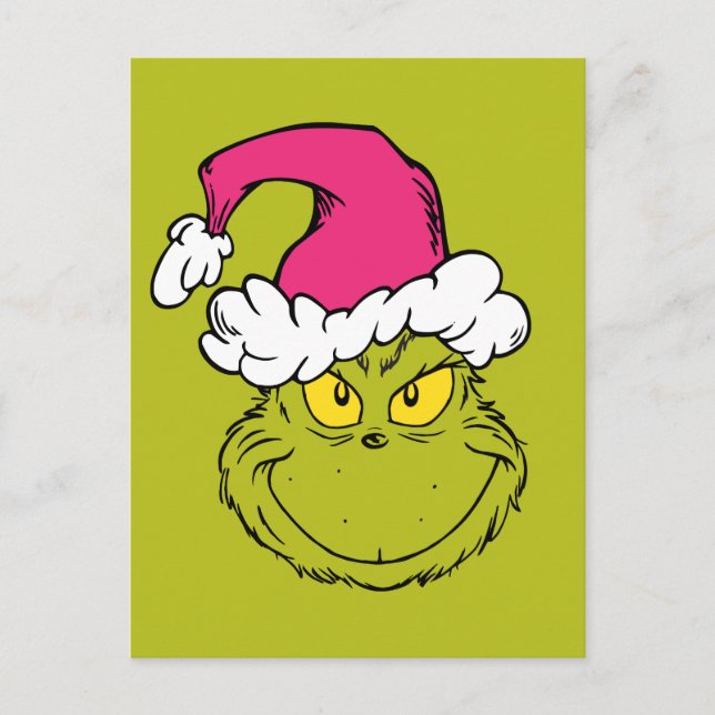 Grinch in Pink Santa Hat Postcard (Front)