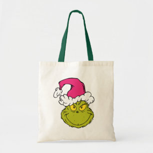 Grinch in Pink Santa Hat Tote Bag