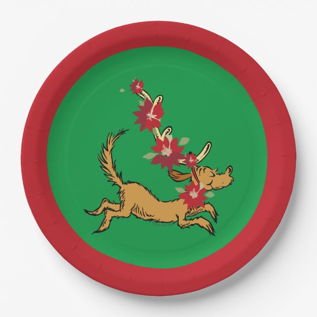 Grinch | Max Christmas Pointsettia Paper Plate (Front)