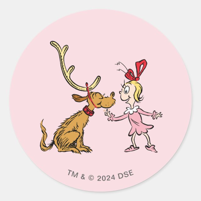 Grinch | Max & Cindy Lou Who Classic Round Sticker (Front)