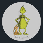 Grinch | Max & Grinch Stance Classic Round Sticker<br><div class="desc">Check out this fun Dr. Seuss design featuring Max and Grinch</div>