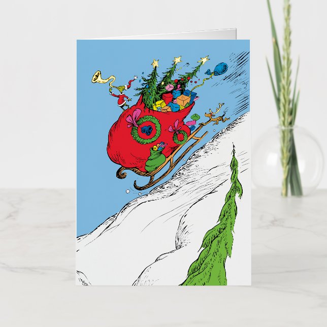 Grinch & Max Runaway Sleigh Foil Greeting Card (Front)