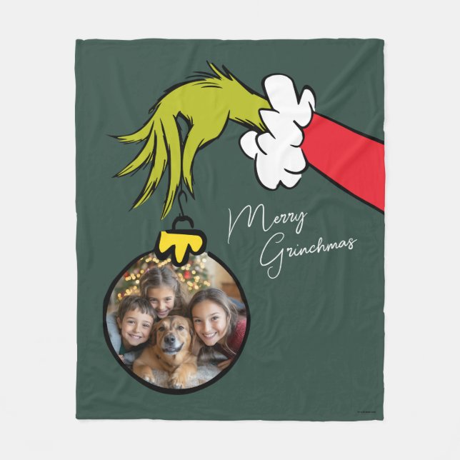 Grinch Merry Grinchmas Family Photo Christmas Flee Fleece Blanket (Front)