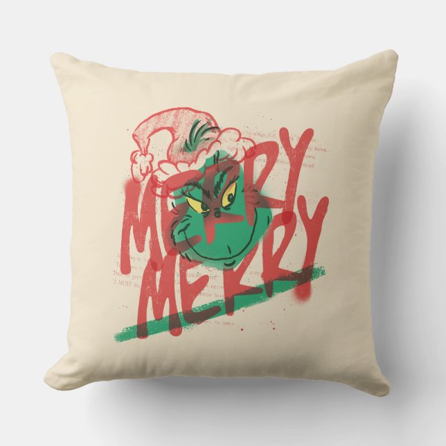 Grinch | Merry Merry Grunge Graphic Cushion (Front)
