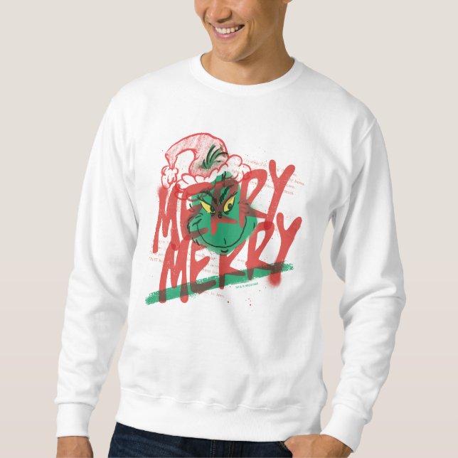 Grinch | Merry Merry Grunge Graphic Sweatshirt (Front)