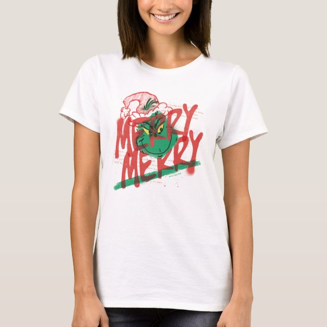 Grinch | Merry Merry Grunge Graphic T-Shirt (Front)