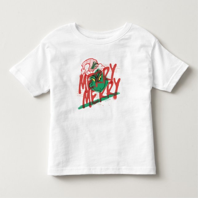 Grinch | Merry Merry Grunge Graphic Toddler T-Shirt (Front)