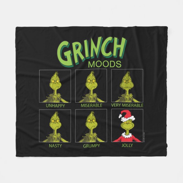 Grinch | Moods Chart Christmas Edition Fleece Blanket (Front (Horizontal))