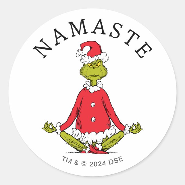 Grinch | Namaste Santa Claus Classic Round Sticker (Front)