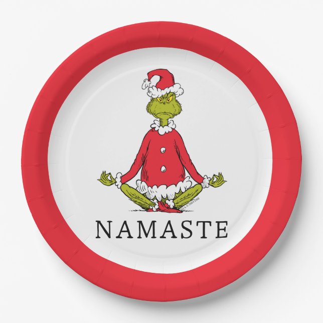 Grinch | Namaste Santa Claus Paper Plate (Front)