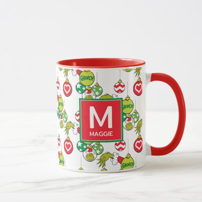 Grinch Ornament | Add Your Name & Initial Mug (Right)