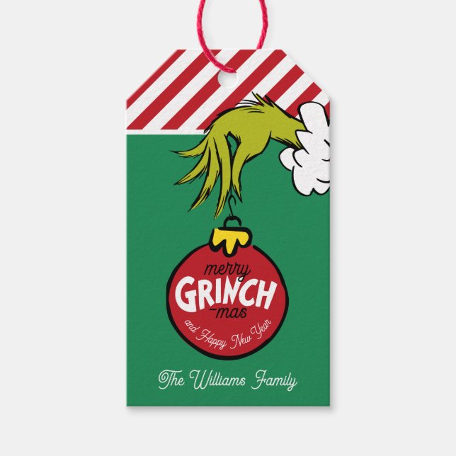 Grinch Ornament Christmas Gift Tags (Front)