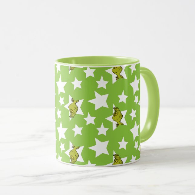 Grinch Peeking Star Pattern Mug (Front Right)