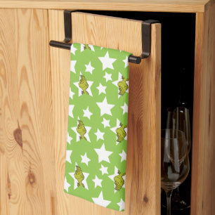 Grinch Peeking Star Pattern Tea Towel