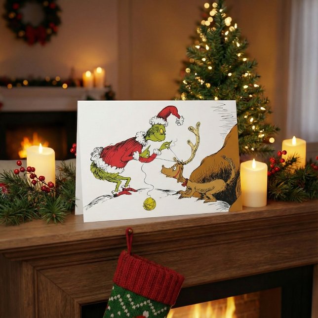 Grinch Prepares Max the Reindeer Card (Creator Uploaded)