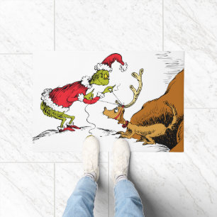 Grinch Prepares Max the Reindeer Doormat