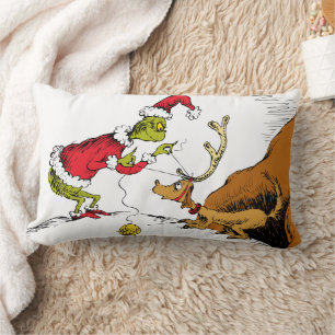 Grinch Prepares Max the Reindeer Lumbar Cushion