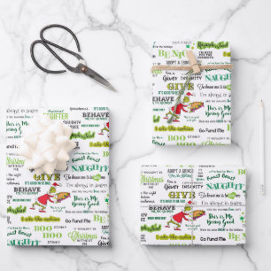 Grinch Quote Pattern Wrapping Paper Sheet