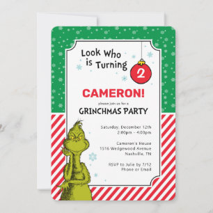 Grinch Red and Green Snowflake 2nd Birthday