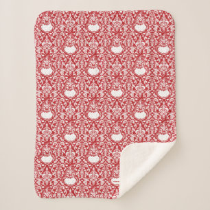 Grinch   Red Damask Pattern Sherpa Blanket