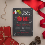 Grinch She's a Mean One Chalkboard 1st Birthday<br><div class="desc">Invite all your family and friends to your child's Grinch themed 1st Birthday with these chalkboard Dr. Seuss invites. Personalise by adding all your party details.</div>