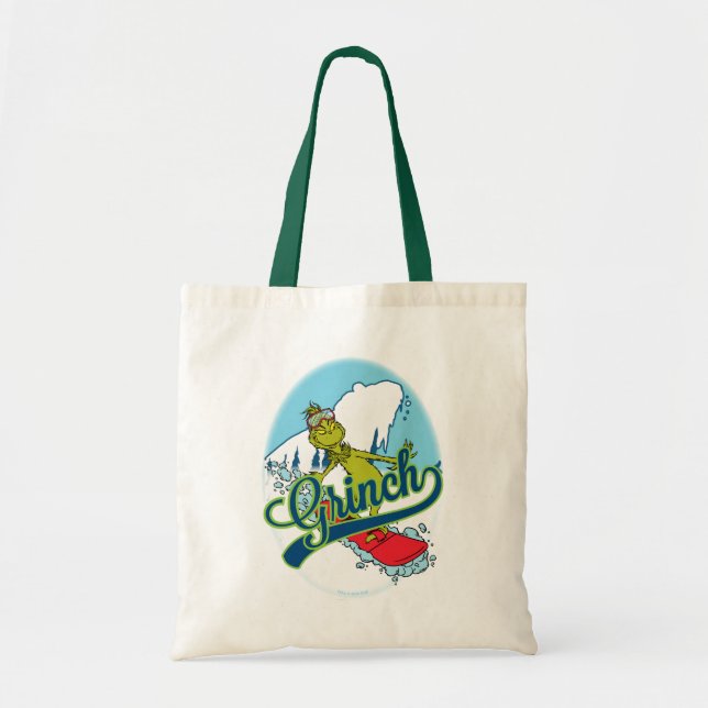 Grinch Snowboarding Tote Bag (Front)