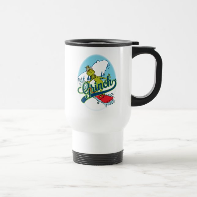 Grinch Snowboarding Travel Mug (Right)
