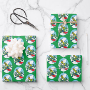 Grinch Snowboarding Wrapping Paper Sheet