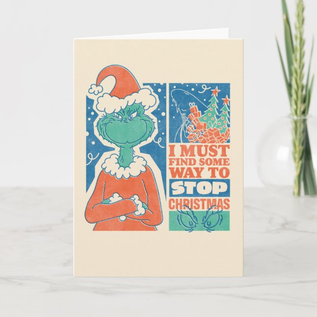 Grinch | Stop Christmas Vintage Graphic Card (Front)