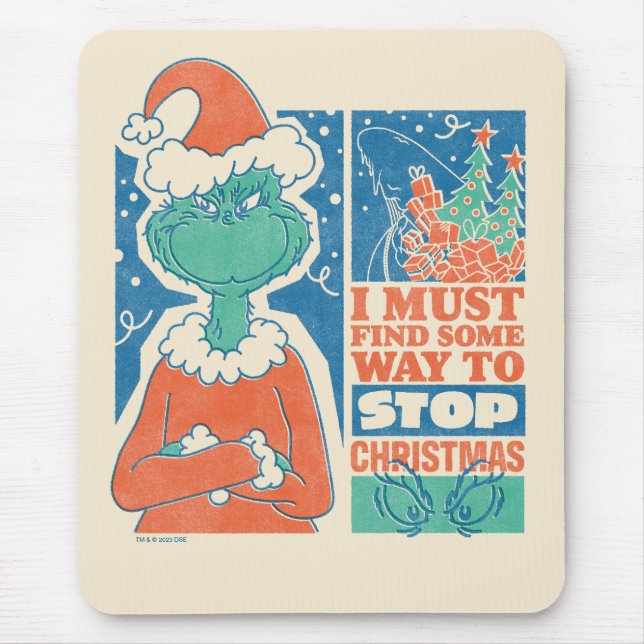 Grinch | Stop Christmas Vintage Graphic Mouse Pad (Front)