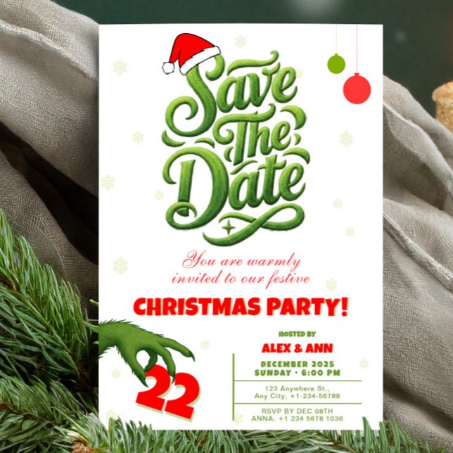 Grinch Style Christmas Party Save the Date (Grinch Style Christmas Party Save the Date )