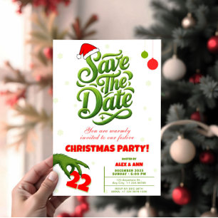 Grinch Style Christmas Party Save the Date Invitation