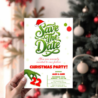 Grinch Style Christmas Party Save the Date Invitation