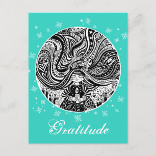 Grincheux Angel Wishes Aqua Postcard