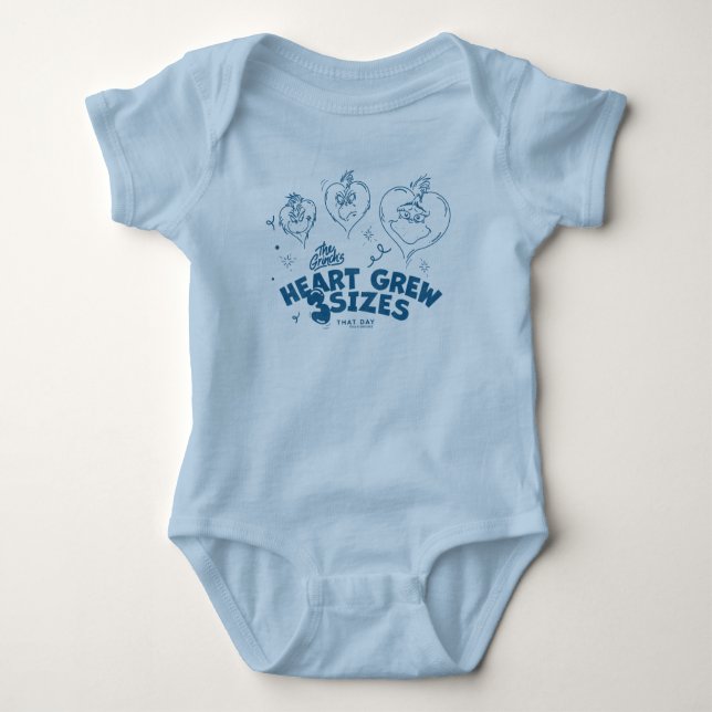 Grinch's Heart Grew 3 Sizes Baby Bodysuit (Front)
