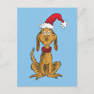 Grinch's Max Santa Claus Hat Holiday Postcard