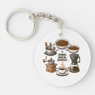 Grind Brew Repeat Key Ring