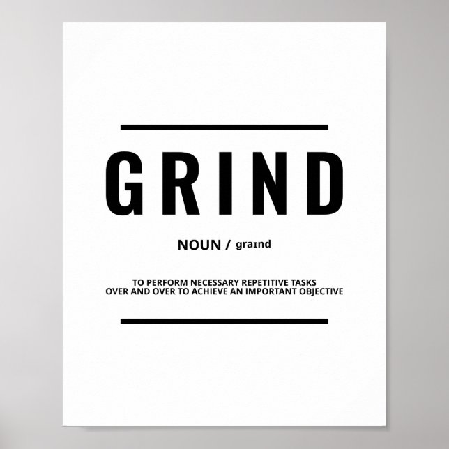 Grind Definition | Motivational Quote Poster (Front)